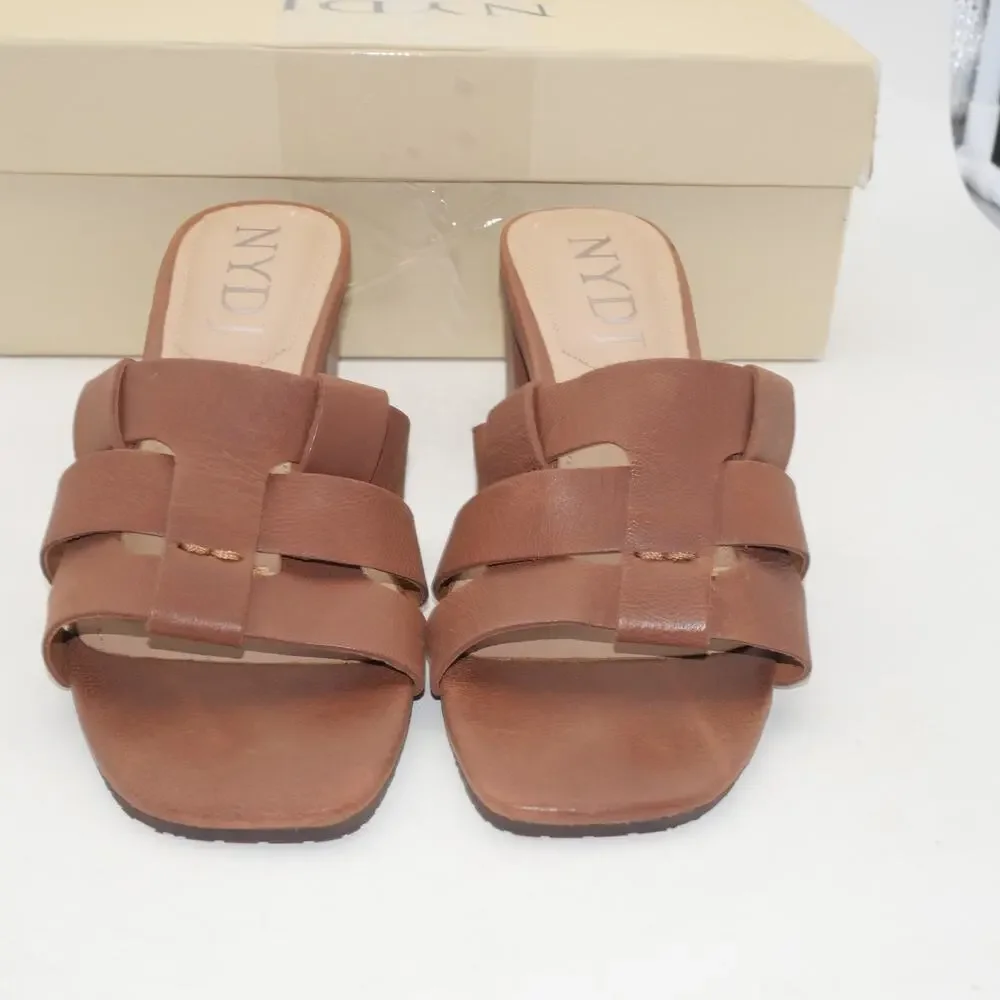 NEW NYDJ Gloriana Mule Brown Leather Sandals Women's 7